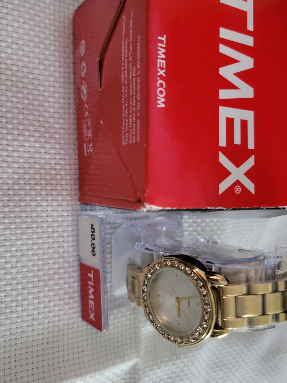 Timex Women's Gold Bracelet Watch with Crystal Bezel and Floral Dial - Picture 2 of 7